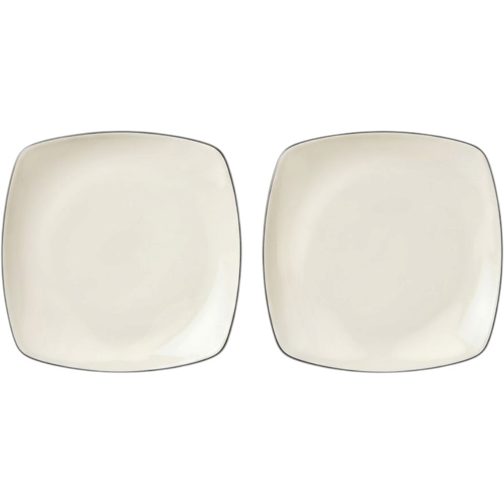 Hearthstone Stoneware Royal White Square Dinner Plates Set of 2 Rounded 11in